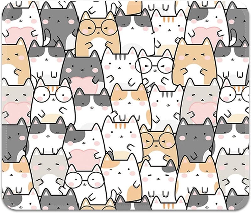 FROGIGO Square Mouse Pad with Stitched Edge, Premium Mousepad Washable Cloth. Computer Mouse Pad with Non-Slip Rubber Base, Mouse Pads for Computers Laptop Mouse 9.25x7.75x0.12 inch-Lucky Cat - Image 1